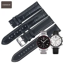ISUNZUN 19mm Women Genuine Leather Watchbands For Tissot 1853 T095 Watch Strap For T095.417A Watches Band Belt Bow-knot Buckle часы tissot t095 417 36 037 00