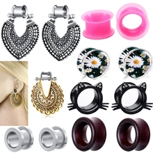 JUNLOWPY из нержавеющей стали 2 шт. туннель висячие серьги Удлинитель Набор акриловая силиконовая серьга Lobe Strecther пирсинг ювелирные изделия для тела