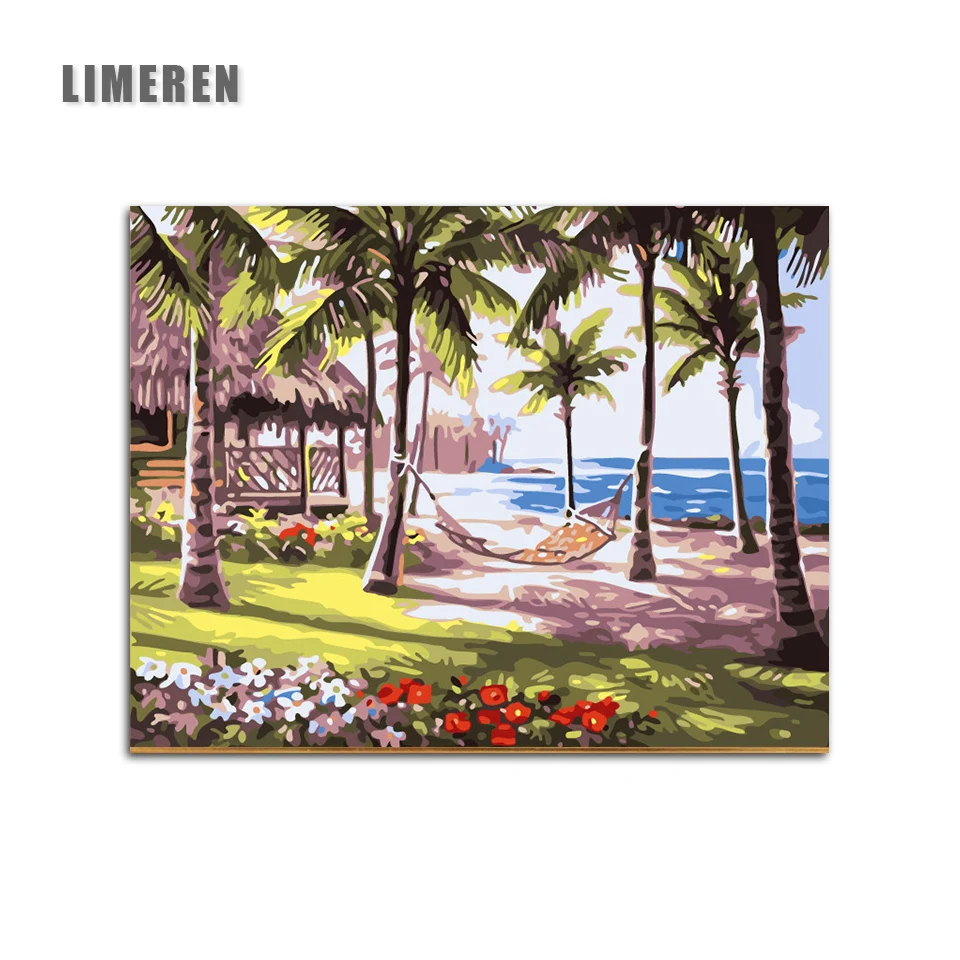 

Coconut Grove Seaside Oil Painting By Numbers On Canvas Coloring By Numbers For Home Decor Wall Art