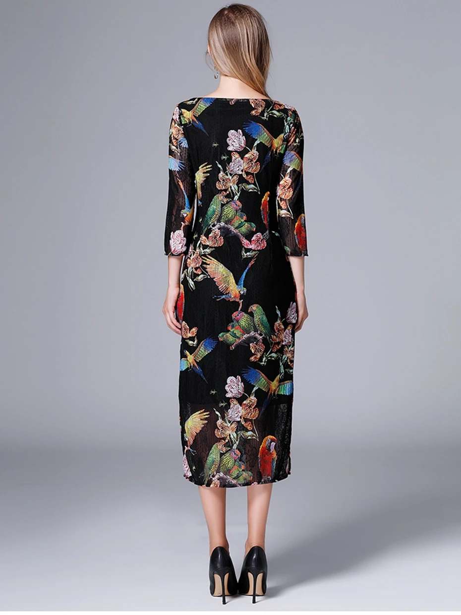 TAOYIZHUAI, Новое поступление, Весенняя мода, уличный стиль, принт, узор размера плюс, принт, до середины икры, длинное черное платье для женщин