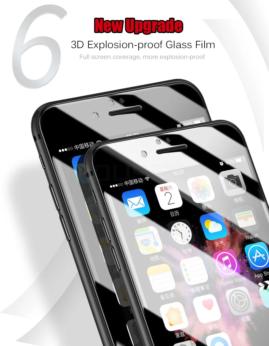 MOUSEMI For iPhone 7 6 Glass 3D Full Coverage Soft Edge Side Protective Glass For iPhone 6s 8 7 Plus X Tempered Glass on Screen (1)