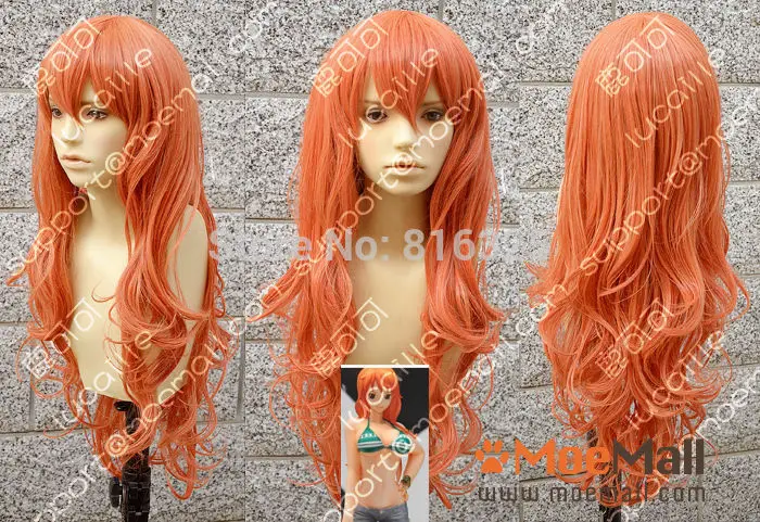 

shun Wholesale DM32076 >One Piece Nami 2 Years Later Version 80cm Orange Wavy Cosplay Wig long