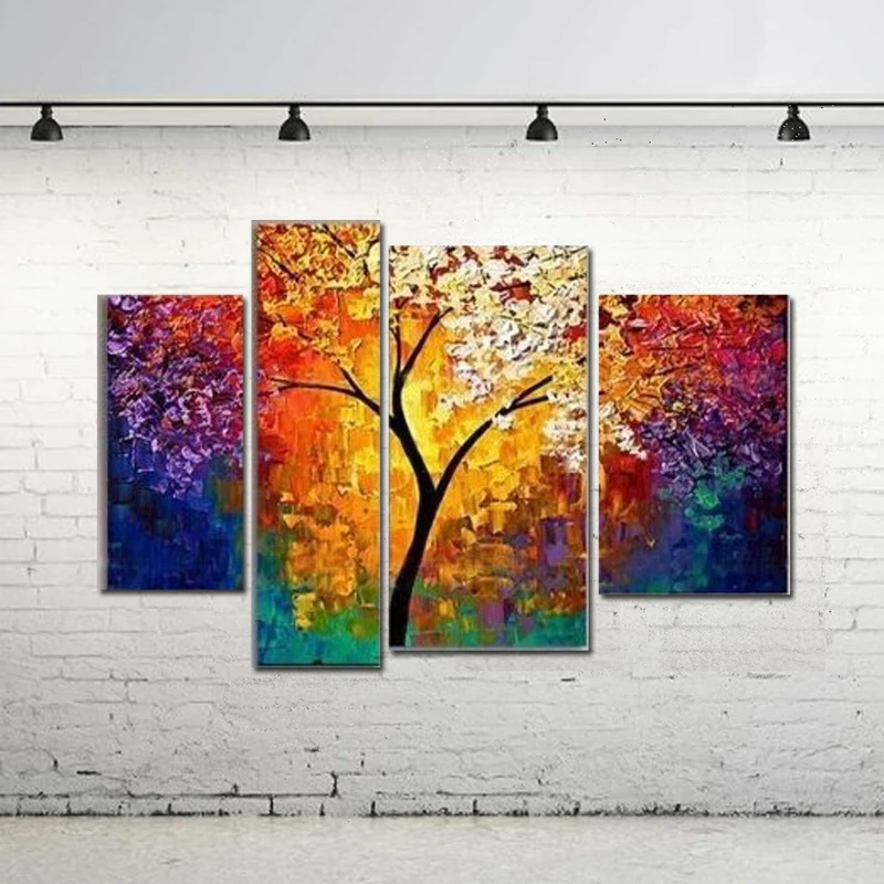 handpainted oil painting for living room wall palette knife art large canvas art cheap multi ...