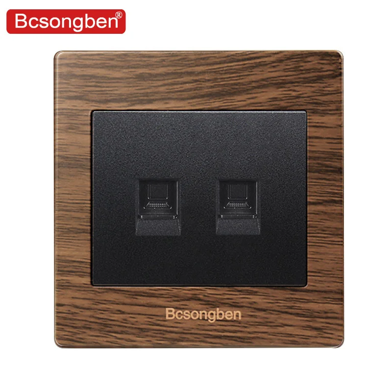 Двойная настенная розетка Bcsongben с отделкой под дерево 2 шт.|Электрические розетки|