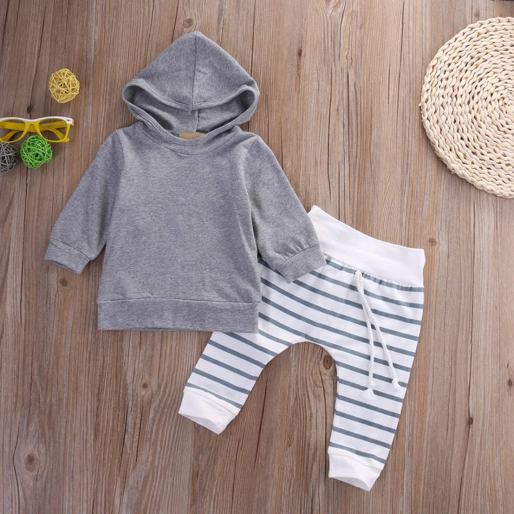 cheap newborn clothing Casual baby 2 pcs soft long sleeve tops striped