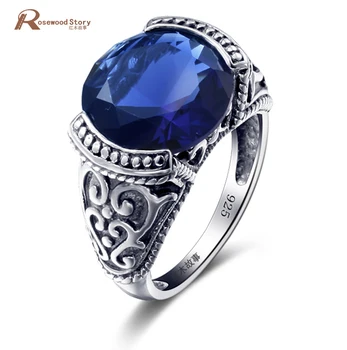 

Jewelry Palace Victoria Created Sapphire Stone Engagement Rings Flower Pattern Vintage Women Luxury Ring Real 925 Sliver Jewelry