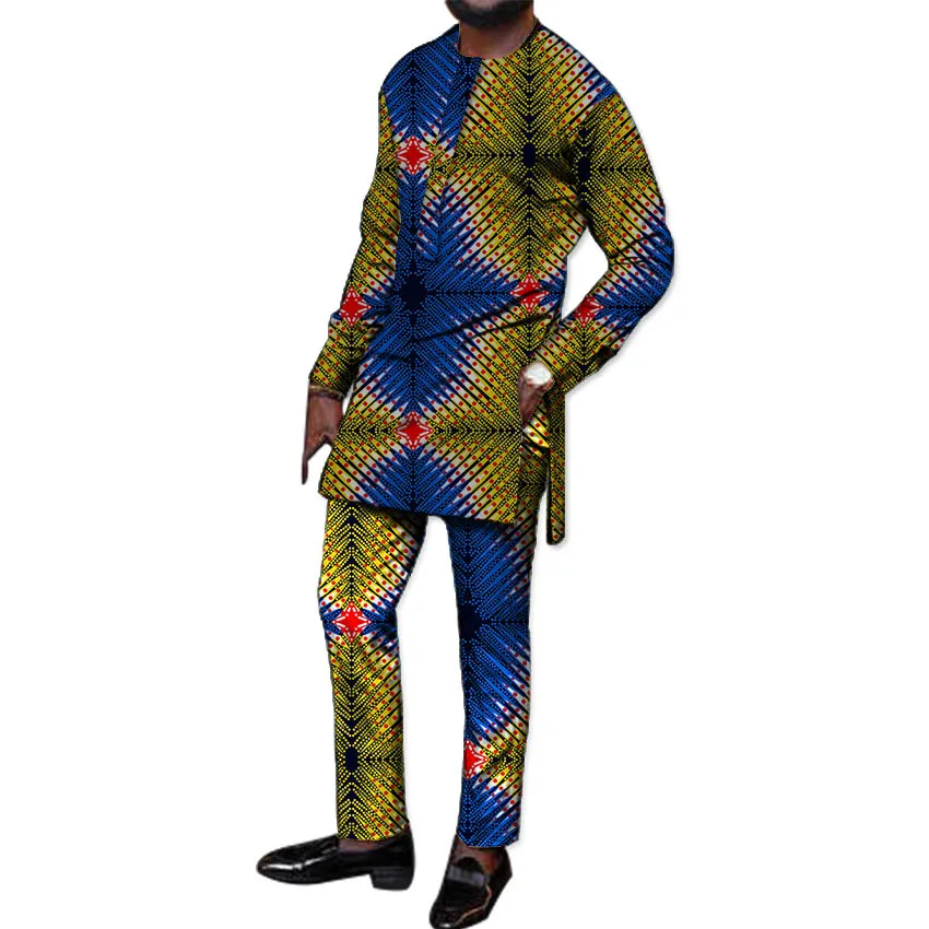 Мужские футболки, комплекты одежды в африканском стиле, мужские топы с принтом+ брюки, модный костюм с принтом, футболка+ штаны, африканская одежда для мужчин