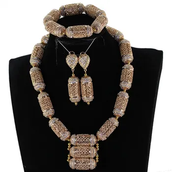 

Luxury Rhinestone Gold Wedding African Beads Jewelry Set Fashion Pendant Bridal Jewelry Set Birthday Party Gift Jewelry WE215