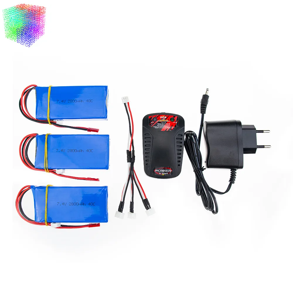 3 шт. 7 4 в 2800 мАч Lipo батарея и зарядное устройство для WLToys V262 V333 V323 V666 RC вертолет
