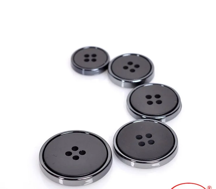 30Pcs/Lot Top Quality Round 4 Hole Suit Buttons Resin Black Men Coat