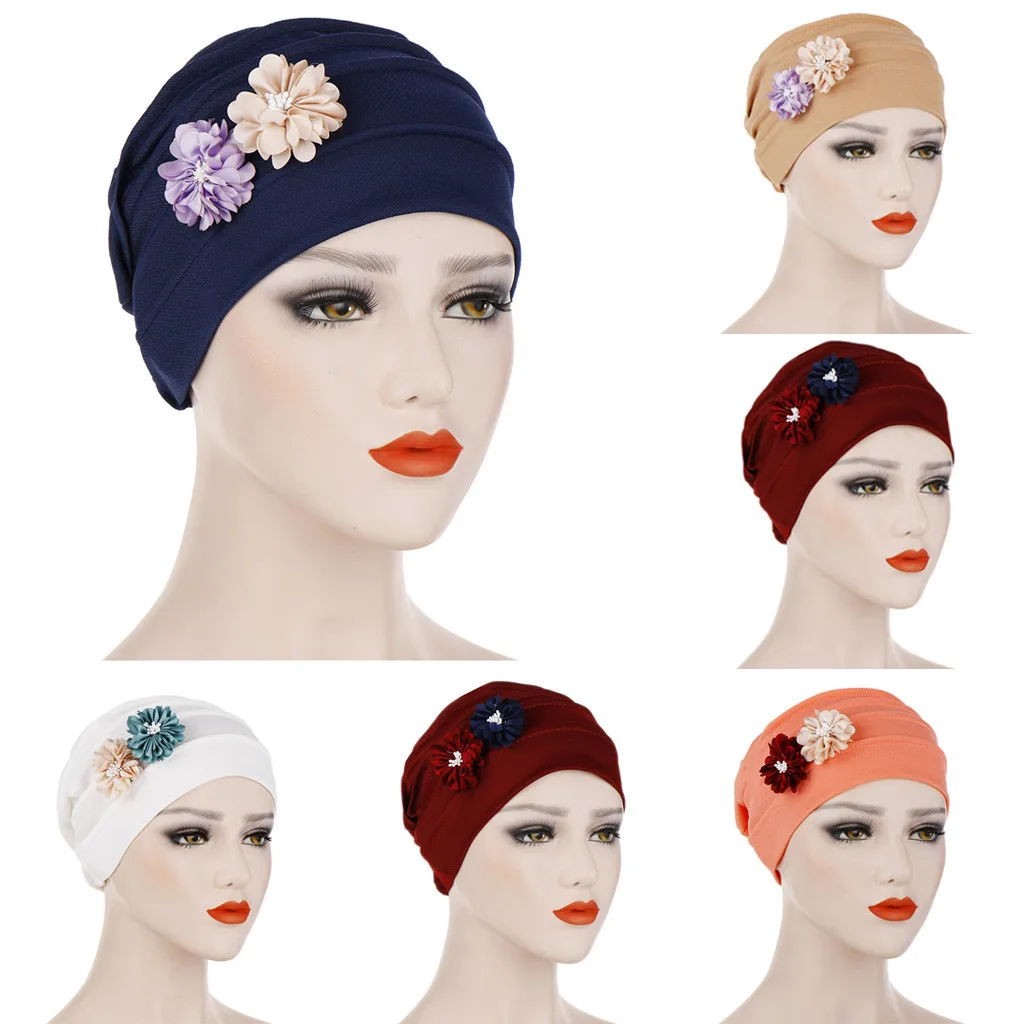 

Scarfs For Ladies Muslim Scarves Casual Scarf Women Summer Solid Women India Hat Muslim Ruffle Beanie Turban Wrap Cap W417