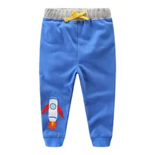 Jumping meter/спортивные штаны для мальчиков и девочек; хлопковая аппликация на одежду; ракета; одежда для малышей; сезон осень-зима; брюки для мальчиков; брюки; детская одежда