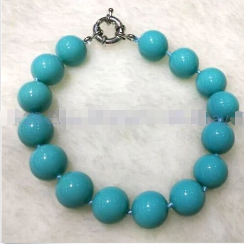 

A+++ 12mm Turquoise Blue Sea Shell Pearl Bracelet 7.5'' (100% real shell pearl)Noble style Natural Fine jewe Fast (D) SHIPPING