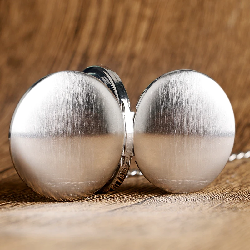 Unique Silver Smooth Double Cover Mechanical Pocket Watch Men's Creative Hollow Skeleton Clock Hand Winding Roman Numerals Watch 2017 2018 Gifts (4)