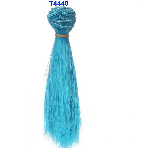 15cm length 1 piece natrual black brown pink green blue red white color thick bjd wigs doll hair tree 11