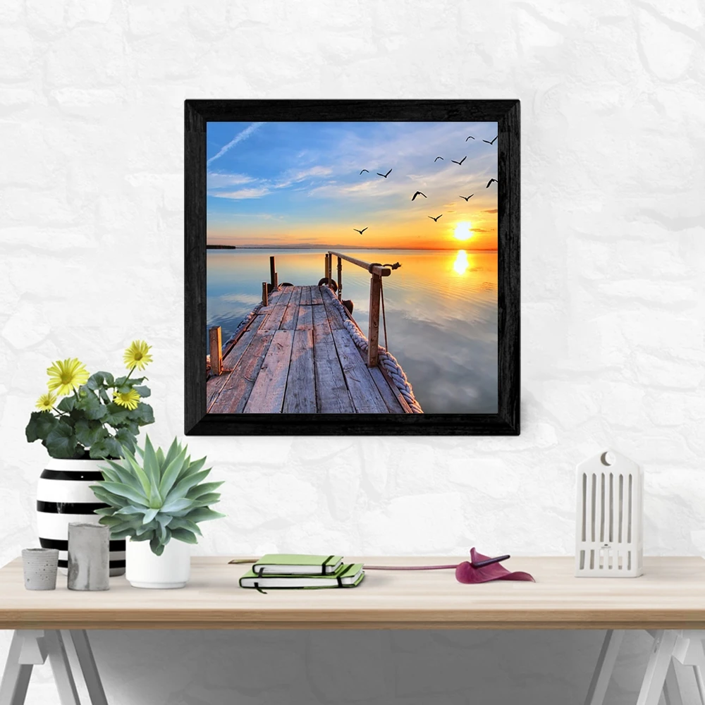 

Laeacco Abstract Sea Sunrise Wall Art Outside Posters and Prints Nordic Picture Canvas Painting Living Room Home Decor No Frame