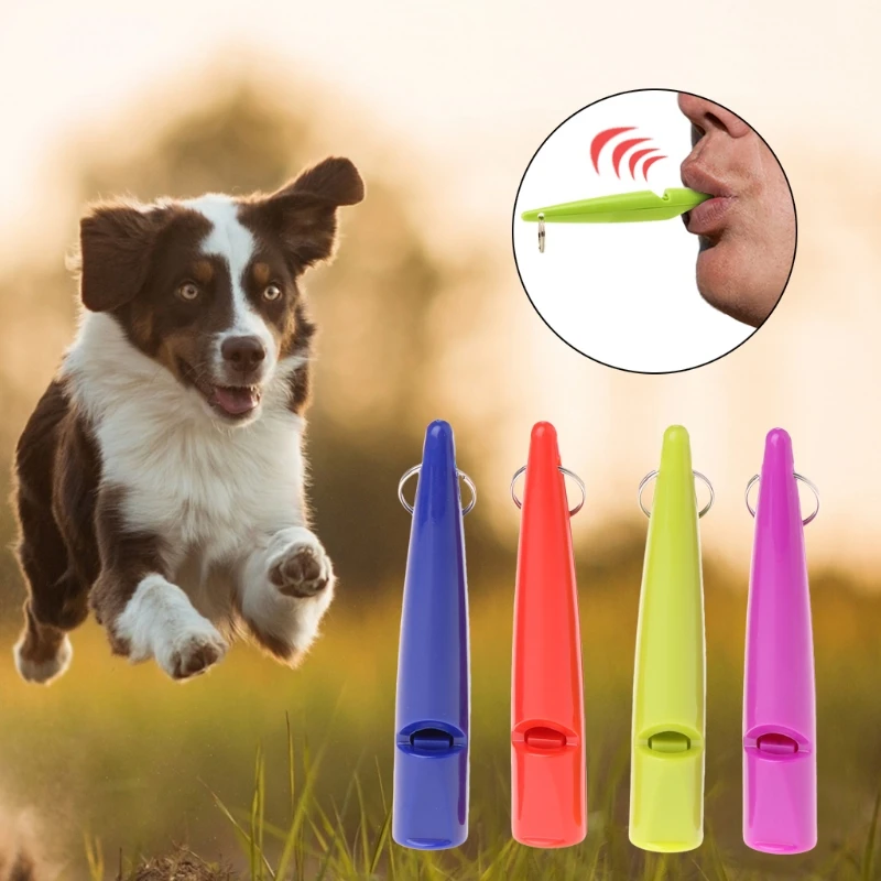 4pcs Pet Training Whistle Dogs Puppy Sound Portable Flute Plastic Random Colorin Dog Whistles
