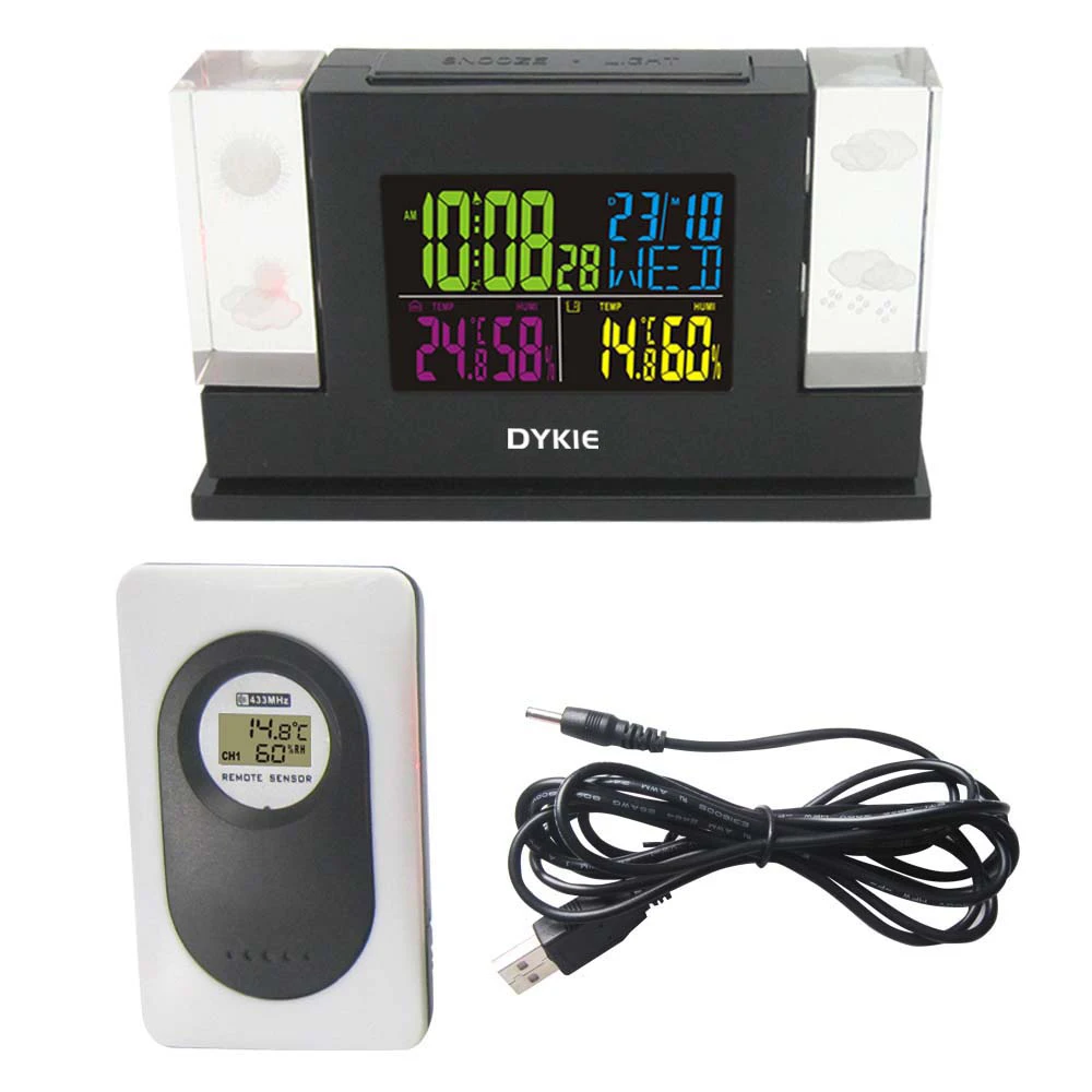 

RF Wireless 433Hz RCC DCF Weather Station Kit Indoor Outdoor Hygro-thermometer Digital Clock Remote Transmitter