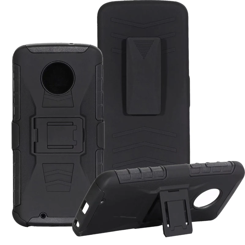 Anti-Shock Impact Holster Belt Clip Armor Case Cover sFor Motorola Moto G6 X4 Z3 G6 Play E5 X5 Z3 Play G6 Plus Heavy Duty Armor  (1)