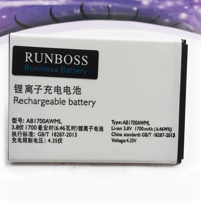 

AB1700AWML 1700mAh Cell Phone Battery For PHILIPS S388 CTS388 Rechargeable Replacement Mobile Phone Battery