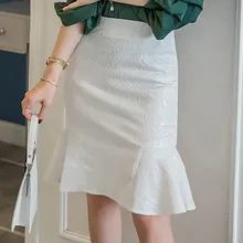 SZMXSS летняя юбка кружева бедра обернуть короткая юбка рыбий хвост профессиональных половины юбка ласточкин хвост в виде листка лотоса край Для женщин юбка