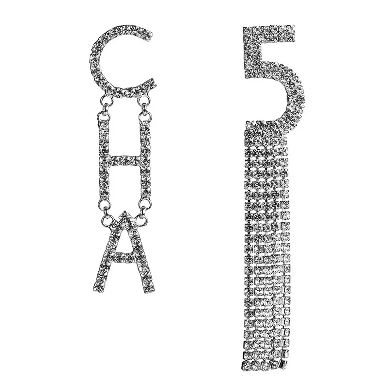 Ubuhle Кристальные Асимметричные свободные модные серьги массивные серьги ювелирные изделия золотые серебряная буква Висячие серьги для женщин аксессуары - Окраска металла: silver