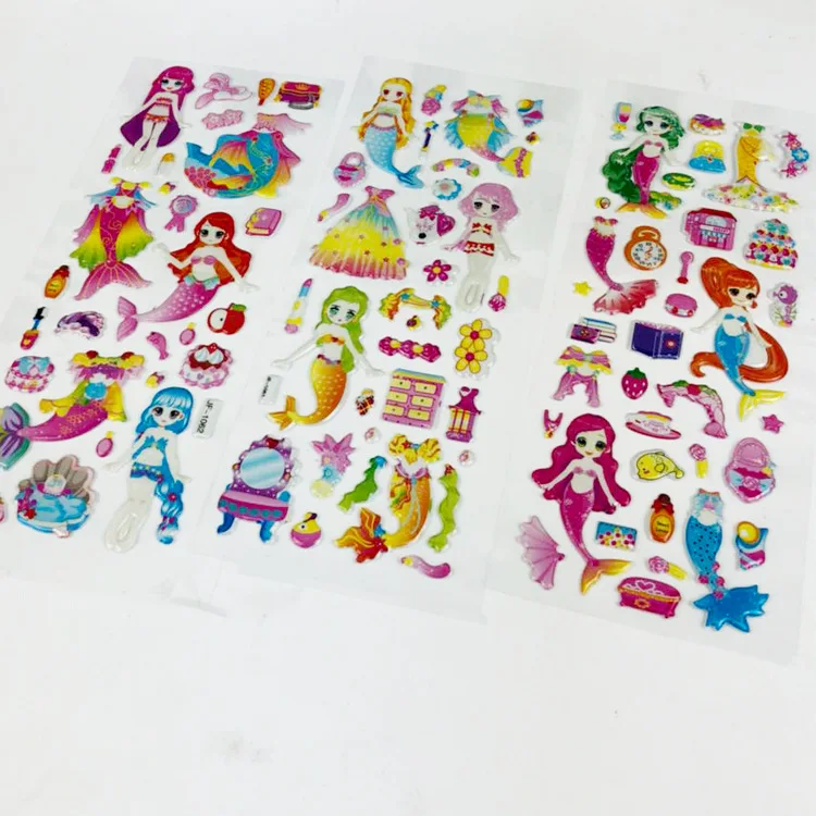 5 листов переодевание наклейка с русалкой DIY макияж стикер s Мультфильм Детские наклейки игрушки ПВХ скрапбук подарки для детей девочек GYH