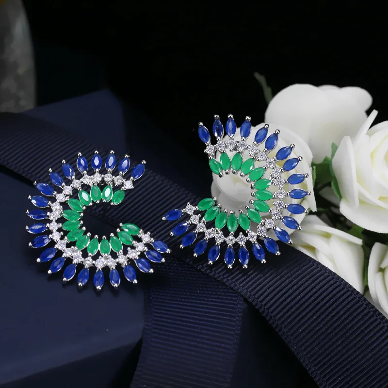 Brazil Popular Arete Mixed Color Stud Earings Fashion CZ Jewelry Women Crystal Earrings Piercing Female Bague Bijouterie Brincos 3