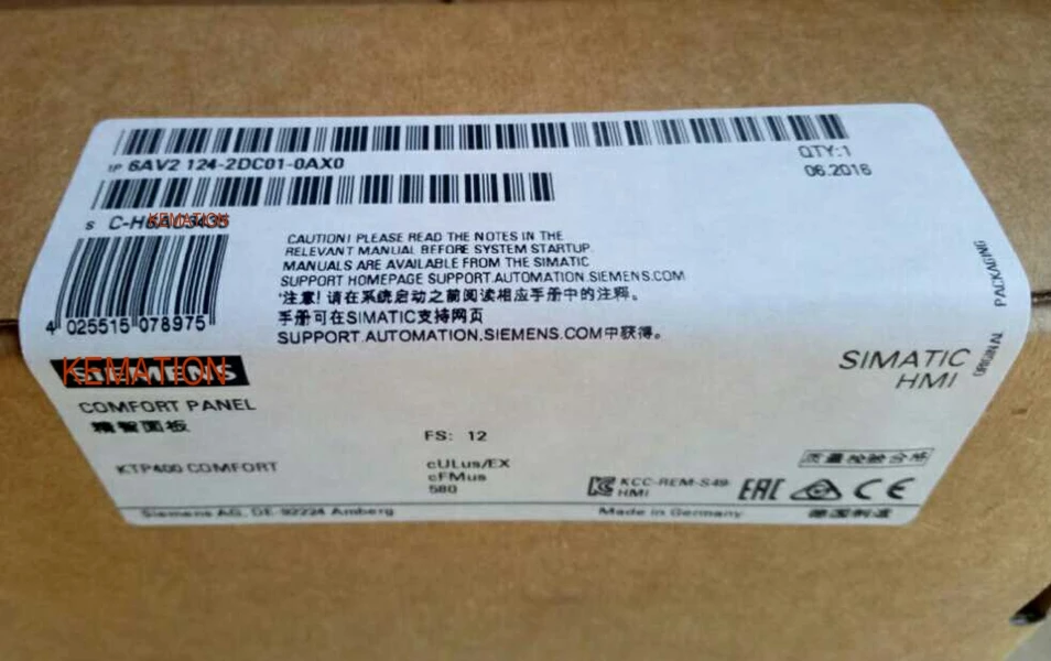 Оригинальный KTP400 6AV2124-2DC01-0AX0 SIMATIC комфорт Панель 4 &quotHMI 6AV2 124-2DC01-0AX0 6AV21242DC010AX0 |