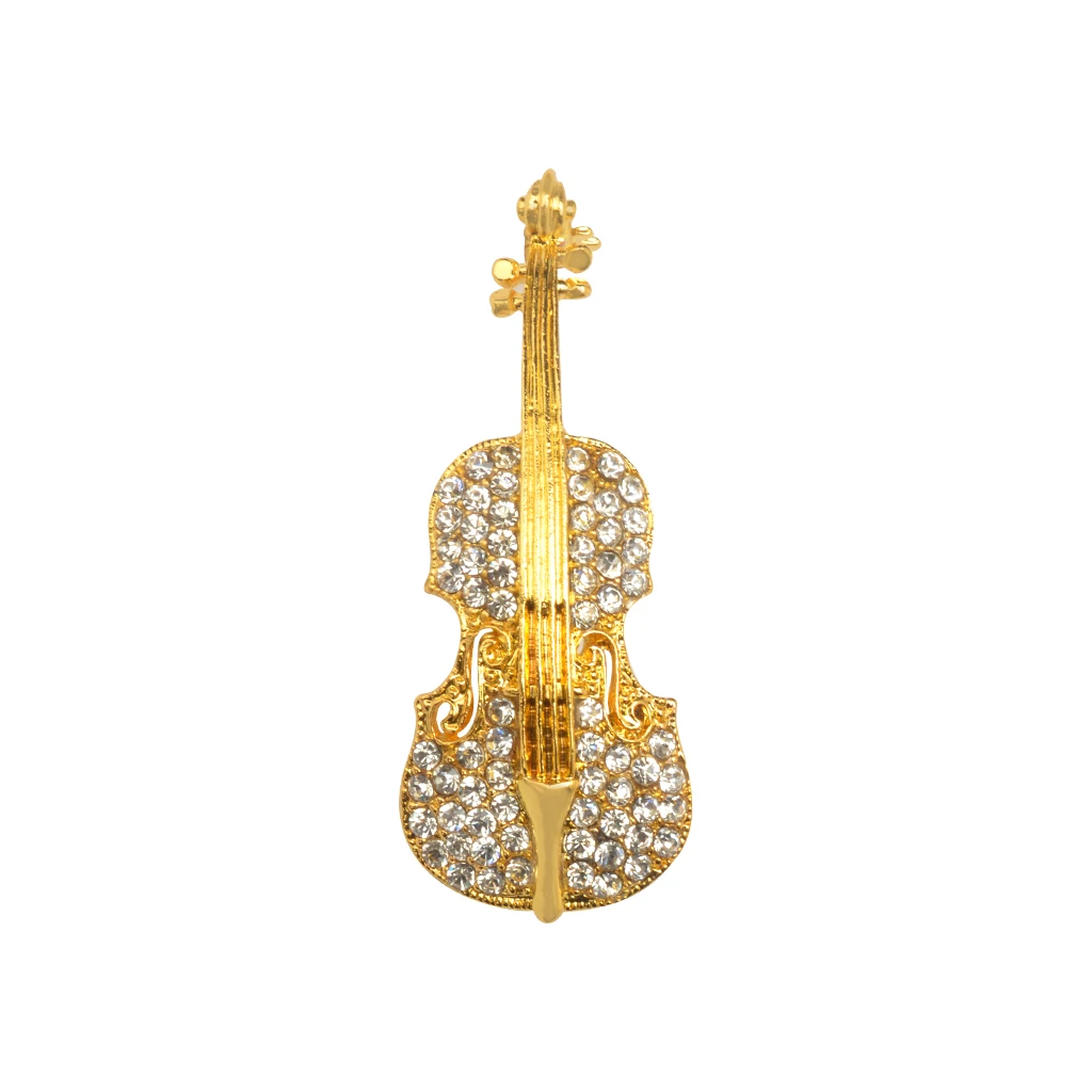 Women Men Retro Crystal Broschen Violine mit Kristallsteinen Brooch Pin