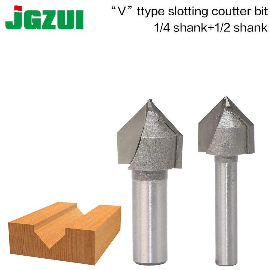 1pcs 1/2" 1/4" Shank Industrial Grade Router Bits for wood 90 Deg V