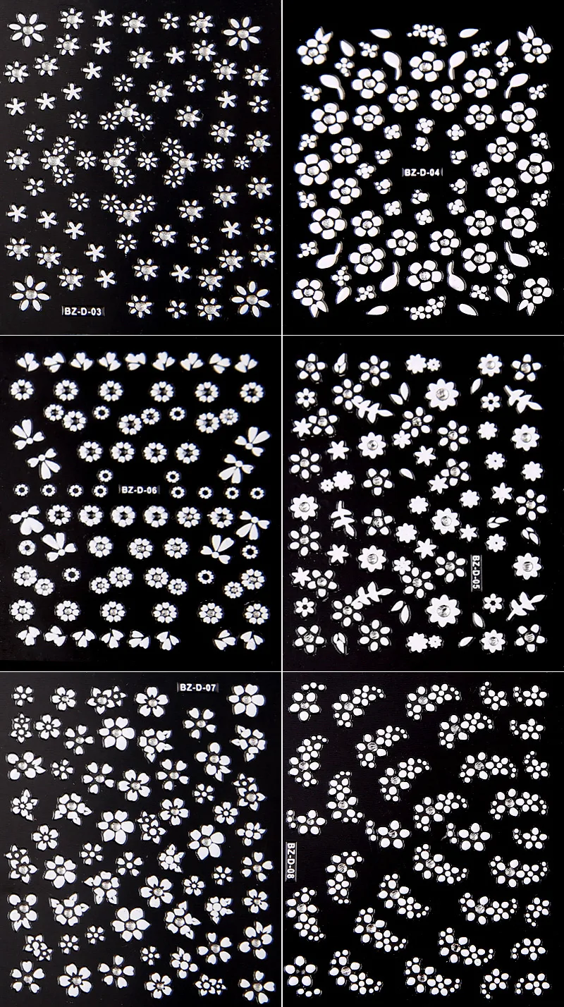 30 шт./лот 3D Белый цветок дизайн ногтей украшения наклейки Adesivi Unghie паровой панк для женщин Маникюрный Инструмент для переноса ногтей Обертывания