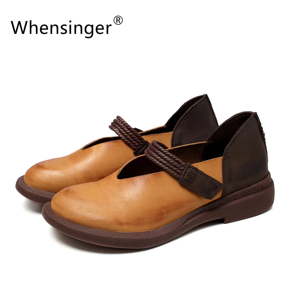 Whensinger - 2017 New Autumn Women Shoes Genuine Leather Mixed Colors Hook & Loop 7892