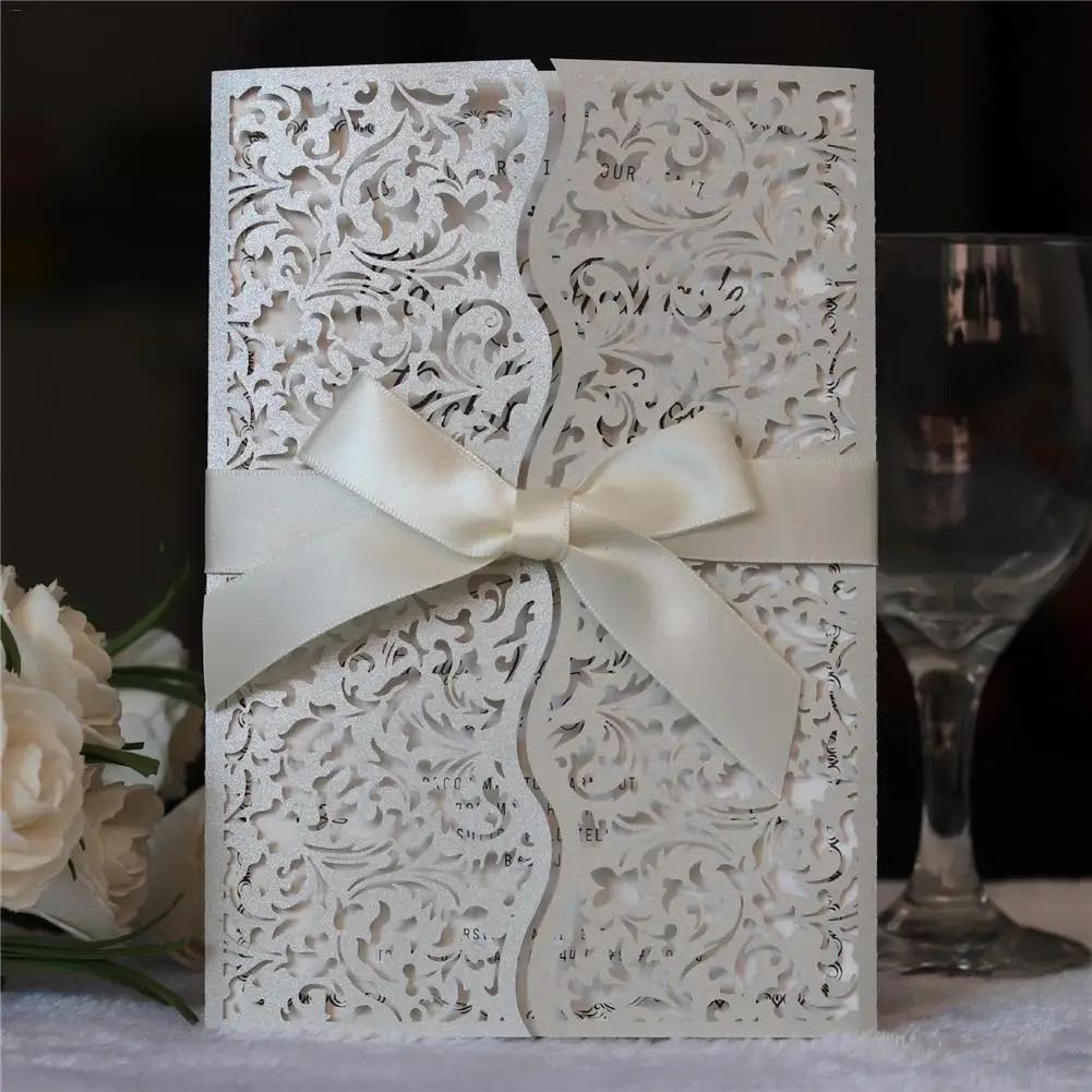  10PCS Invitation Card Party Supplies Infrared Cutout Laser Hollowing Out European Flower Wedding In - 33029818604