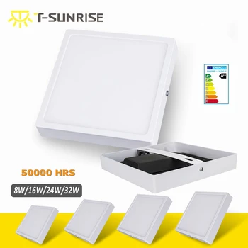 

T-SUN LED Surface Downlight Panel 8W 16W 24W 32W Square LED Ceiling Recessed Light with Black Heat Radiator SMD4014 AC85V-265V