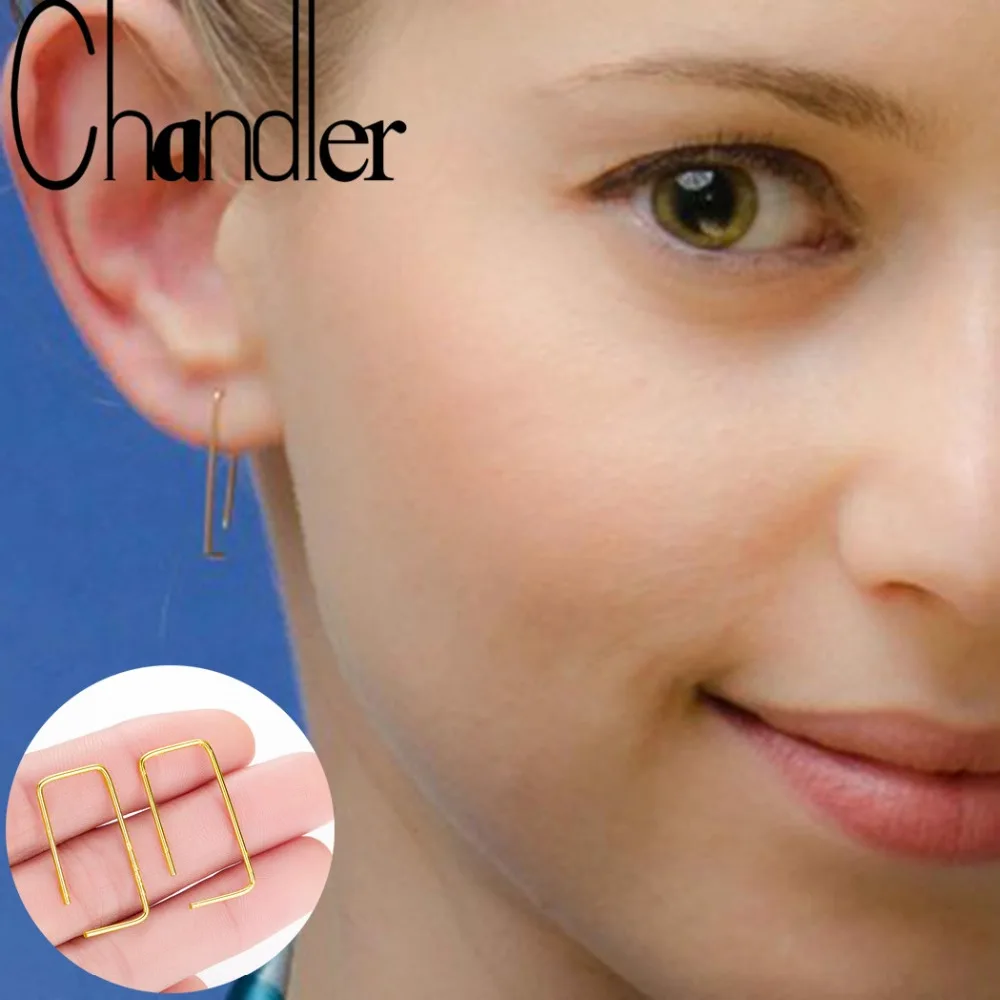

Chandler Pin Rectangle Earrings Ear Pin Staple Earrings Ear Jackets Wire Earrings Minimalist Ear Cuff Gold Rose Gold