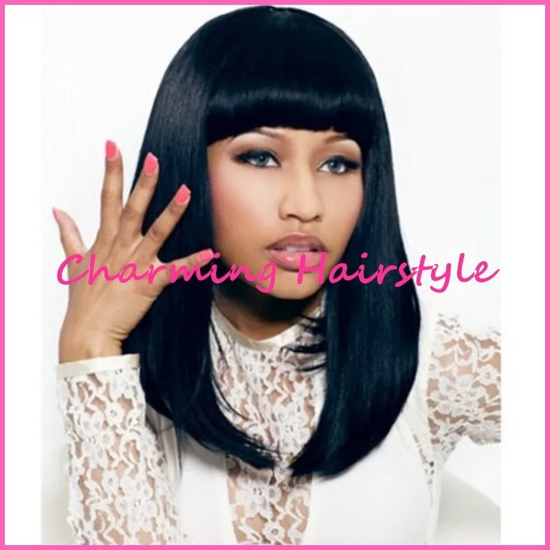 Glueless Bob Style With Bangs Natural Straight Hairstyle Sexy