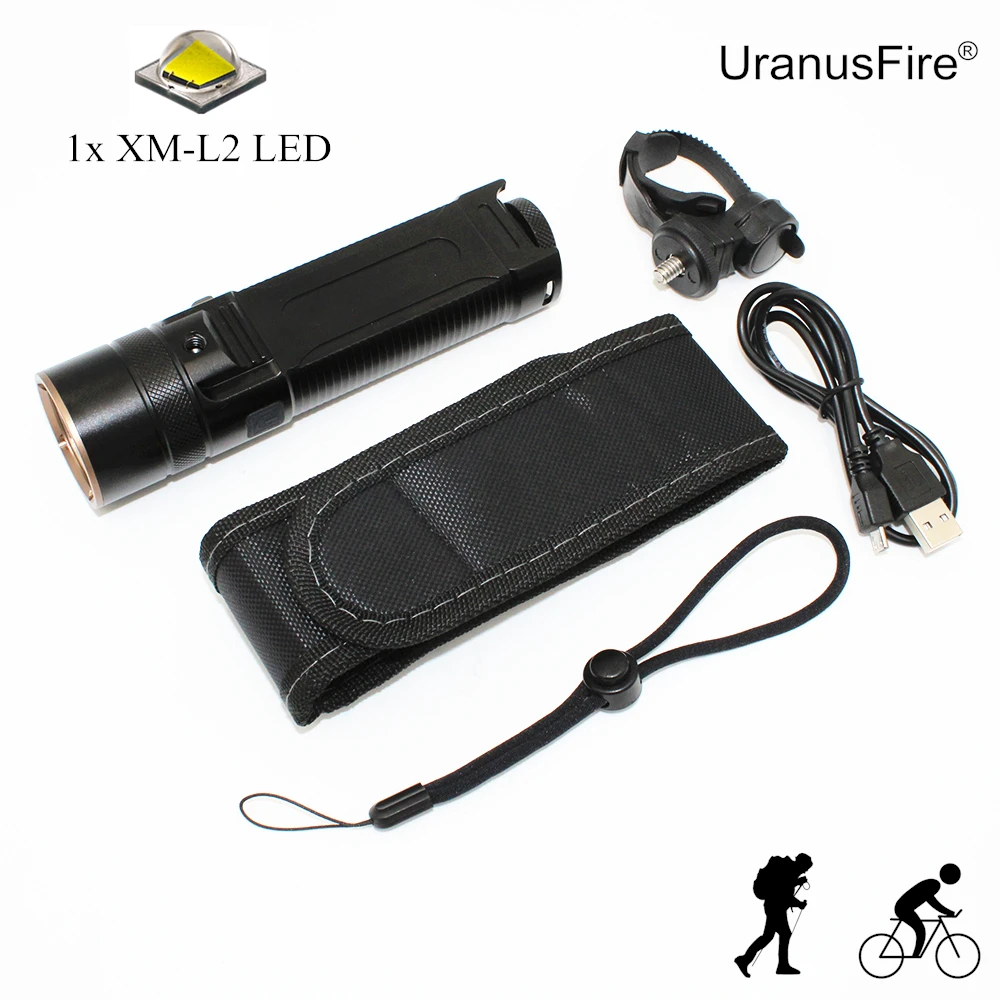 

USB Rechargeable Flashlight Bike Light XM-L2 LED Torch Road Bicycle Front Light Flashlights Set