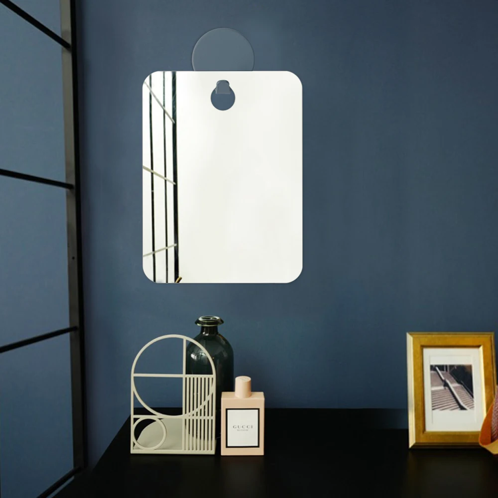 1pc Shower Fogless Mirror Washroom Bath Mirror for Makeup White Color