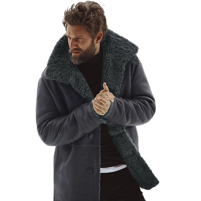 

2018 Winter New Fashion jacket Thick Button Warm Long-sleeved jacket in the long Men's Coat jacket Color Black Brown