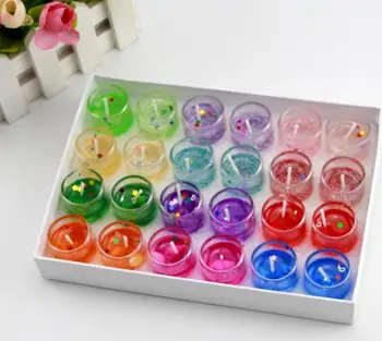 

24pcs Mixed Colors Jelly Candle with Glass Case For Birthday Party Wedding Spa Venue Decoration