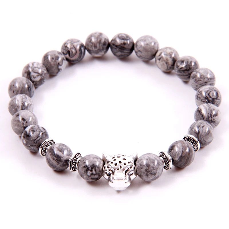 8 мм браслет с изображением карты из камня для женщин браслеты Pulseira Masculina мужские