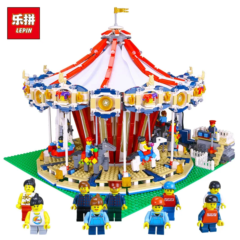 

15013A City Street Carousel Building Kits Assembling Block Toy Compatible With 10196 Educational Merry Go Round Gifts