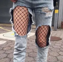 Women Sexy Transparent Slim Fishnet Pantyhose 2018 Nightclub Net Holes Black Tights Thigh High Stockings Small/Middle/Big Mesh