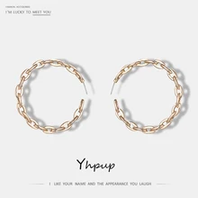 Yhpup Мода полые изысканный шик серьги в виде колец, персонализированные цепи Простой дизайн серьги для вечерние свадебные украшения