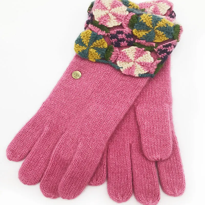

Wool Gloves Women Gloves Winter Thickening Keep Warm Five-Finger Mittens Color Flower Cute Students Writing Driving Handschoene