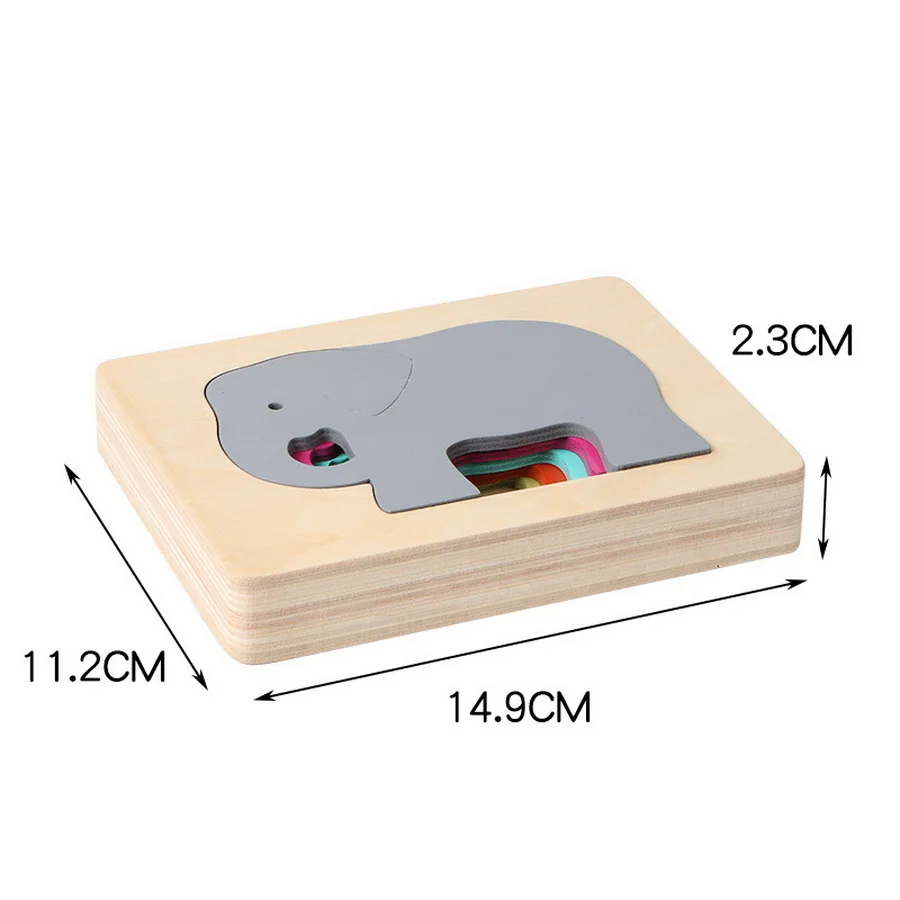 Best DHL 100set Kids Wooden Animal Carton 3D Puzzle Multilayer Jigsaw Puzzles Baby Toys Child Early Educational Aids 0