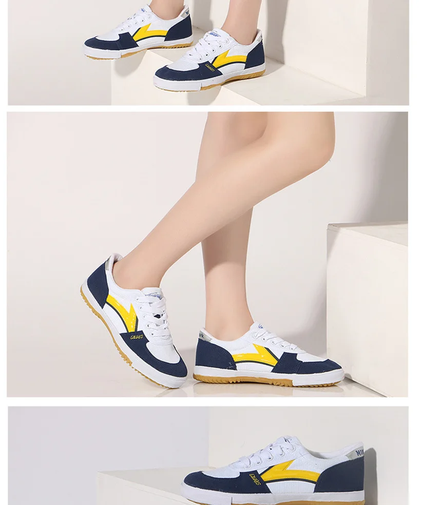 EU35-44 бело-желтая парусиновая пара в стиле ретро; Комплексная обувь для тренировок и фитнеса; обувь для настольного тенниса