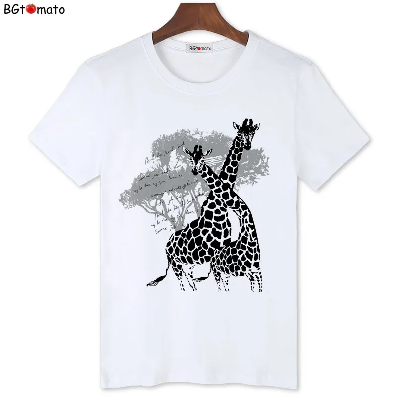 

BGtomato giraffe tshirt hot sale streetwear fashion animal t shirt men camiseta masculina body tee shirt homme white t shirt