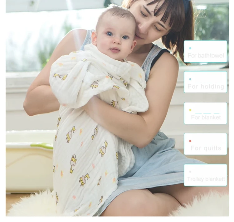 Летнее Детское муслиновое одеяло s пеленки для новорожденных дышащий хлопок обертывание Двухслойное детское постельное белье коляска одеяло банное полотенце 110*140